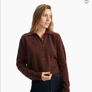 Naadam Chocolate Brown Cashmere Button Up, Medium